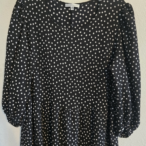 Sandra Darren Dress Womens 16W Plus Black White Long Sleeve Flowy Tiered Summer - Picture 4 of 12